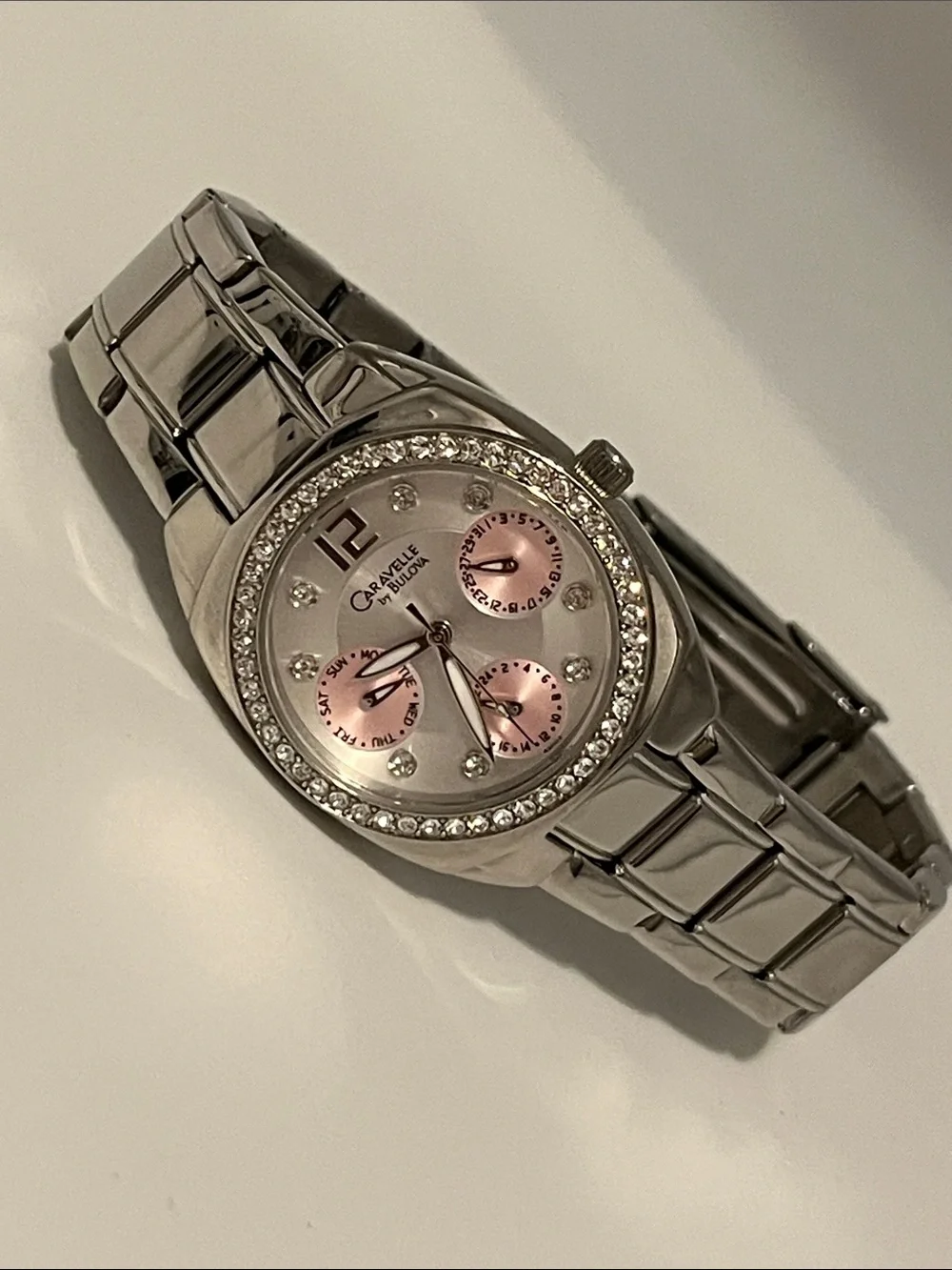 Caravelle by Bulova Crystal-Accent Watch - Silver with Pink Accent